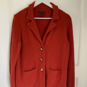 Eileen Fisher Button Front Cardigan Sweater Jacket Burnt Orange Wool Medium